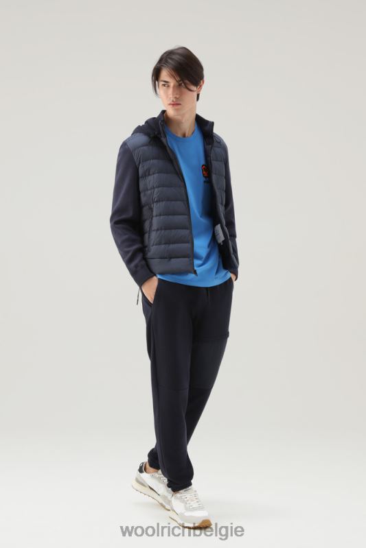 Sundance hybride jas van gewatteerde microvezel en puur katoen met capuchon Woolrich Heren 8TTN0481 Melton blauw kleding