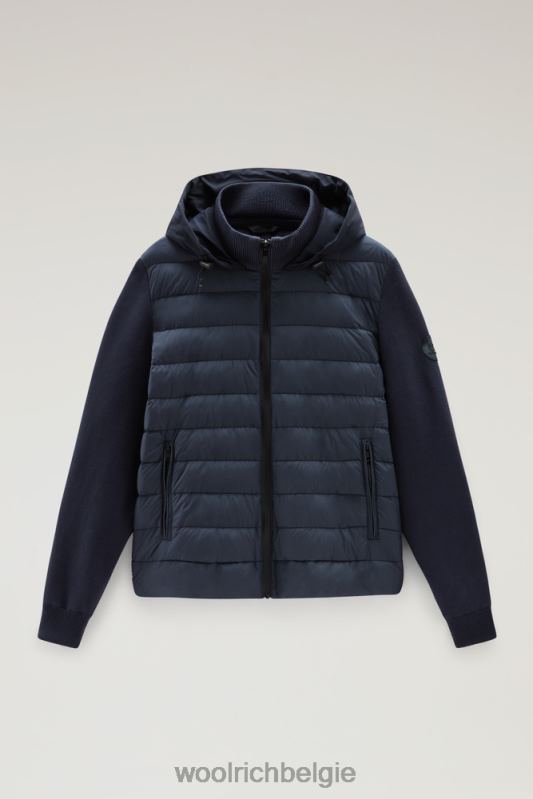 Sundance hybride jas van gewatteerde microvezel en puur katoen met capuchon Woolrich Heren 8TTN0481 Melton blauw kleding