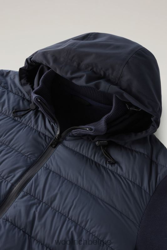 Sundance hybride jas van gewatteerde microvezel en puur katoen met capuchon Woolrich Heren 8TTN0481 Melton blauw kleding