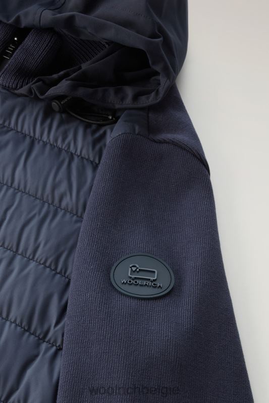 Sundance hybride jas van gewatteerde microvezel en puur katoen met capuchon Woolrich Heren 8TTN0481 Melton blauw kleding