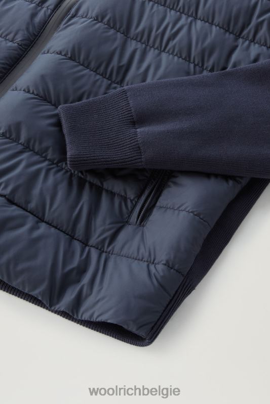 Sundance hybride jas van gewatteerde microvezel en puur katoen met capuchon Woolrich Heren 8TTN0481 Melton blauw kleding