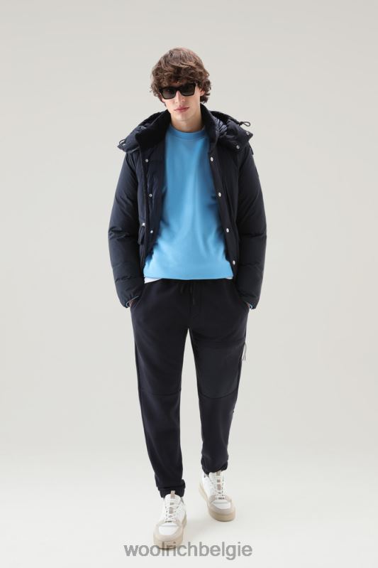 Sweatshirt met ronde hals van een katoenmix met zakken Woolrich Heren 8TTN0516 bonnie blauw kleding
