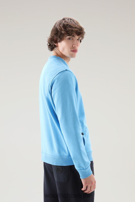 Sweatshirt met ronde hals van een katoenmix met zakken Woolrich Heren 8TTN0516 bonnie blauw kleding