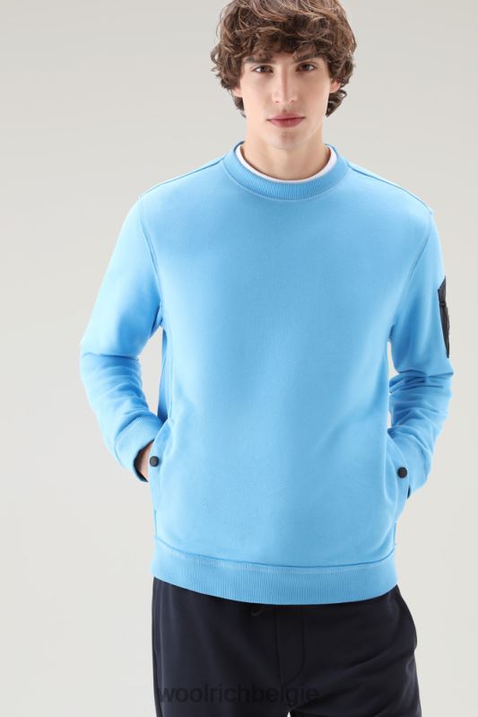 Sweatshirt met ronde hals van een katoenmix met zakken Woolrich Heren 8TTN0516 bonnie blauw kleding