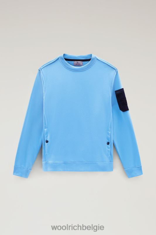 Sweatshirt met ronde hals van een katoenmix met zakken Woolrich Heren 8TTN0516 bonnie blauw kleding