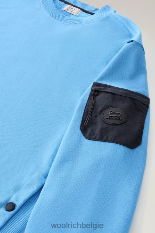 Sweatshirt met ronde hals van een katoenmix met zakken Woolrich Heren 8TTN0516 bonnie blauw kleding