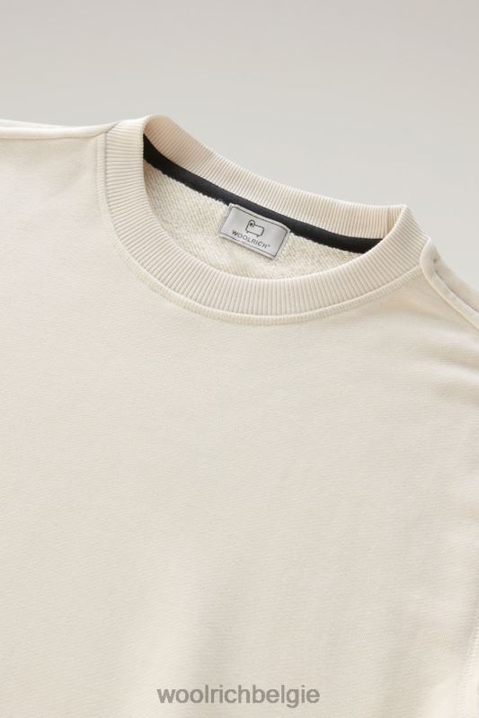 Sweatshirt met ronde hals van een katoenmix met zakken Woolrich Heren 8TTN0566 melkachtige crème kleding