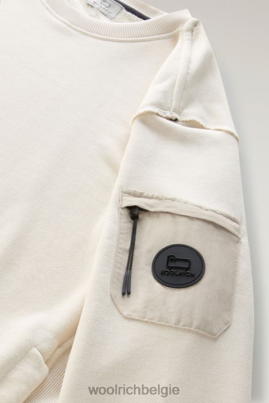 Sweatshirt met ronde hals van een katoenmix met zakken Woolrich Heren 8TTN0566 melkachtige crème kleding