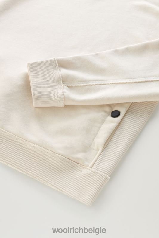 Sweatshirt met ronde hals van een katoenmix met zakken Woolrich Heren 8TTN0566 melkachtige crème kleding