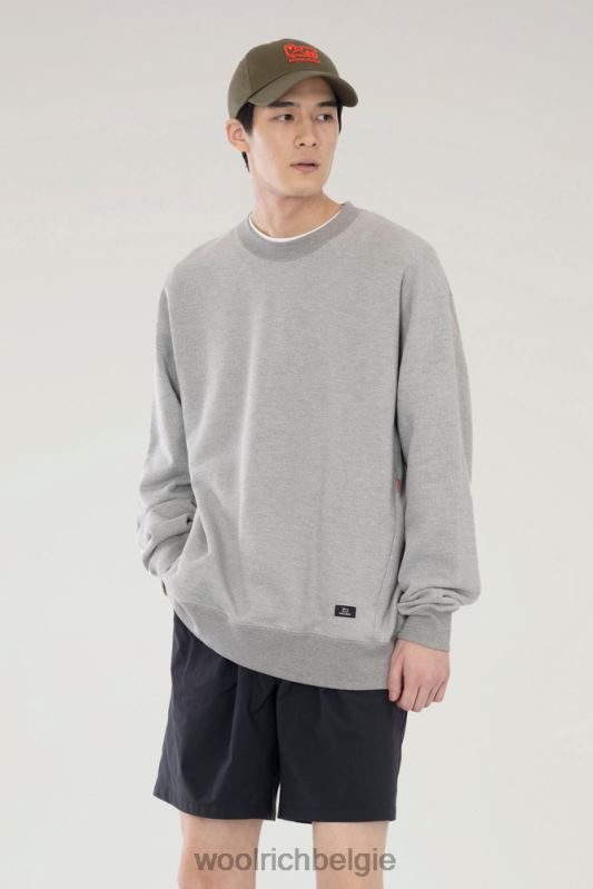 Sweatshirt met ronde hals van een mix van katoenfleece en cordura nylon Woolrich Heren 8TTN0521 bovenkant grijs kleding