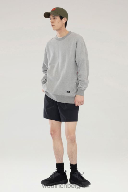 Sweatshirt met ronde hals van een mix van katoenfleece en cordura nylon Woolrich Heren 8TTN0521 bovenkant grijs kleding
