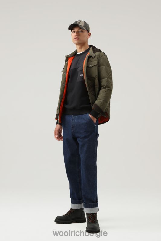 Sweatshirt met ronde hals van katoen en taslan-nylon Woolrich Heren 8TTN0690 zwart kleding