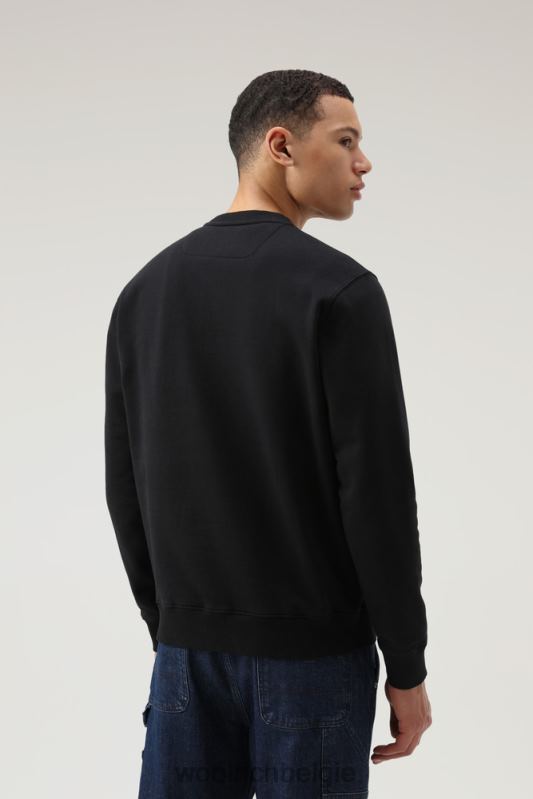 Sweatshirt met ronde hals van katoen en taslan-nylon Woolrich Heren 8TTN0690 zwart kleding
