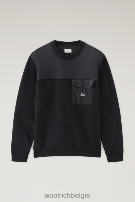Sweatshirt met ronde hals van katoen en taslan-nylon Woolrich Heren 8TTN0690 zwart kleding