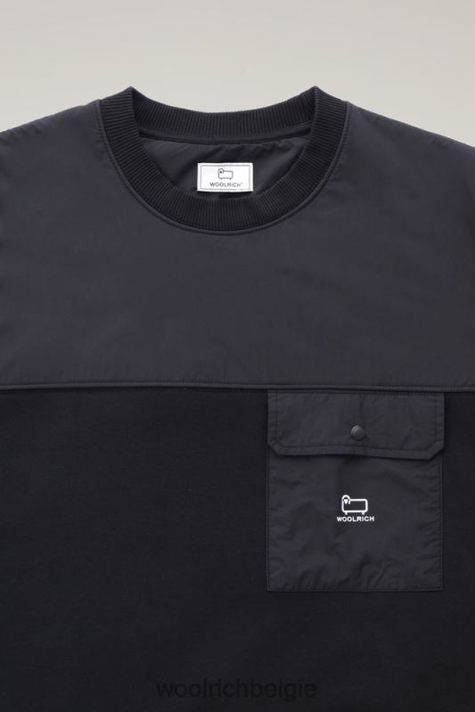 Sweatshirt met ronde hals van katoen en taslan-nylon Woolrich Heren 8TTN0690 zwart kleding