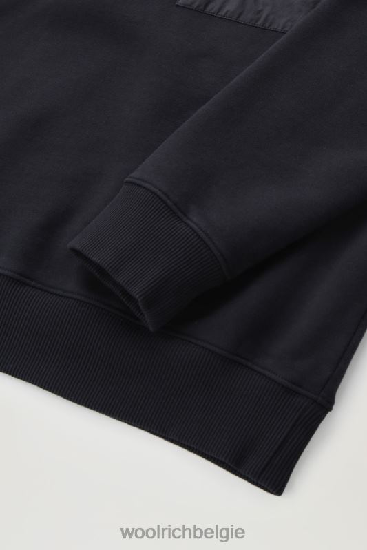 Sweatshirt met ronde hals van katoen en taslan-nylon Woolrich Heren 8TTN0690 zwart kleding