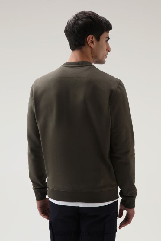 Sweatshirt met ronde hals van katoen en taslan-nylon Woolrich Heren 8TTN0716 donkergroen kleding