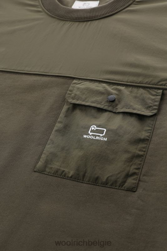 Sweatshirt met ronde hals van katoen en taslan-nylon Woolrich Heren 8TTN0716 donkergroen kleding