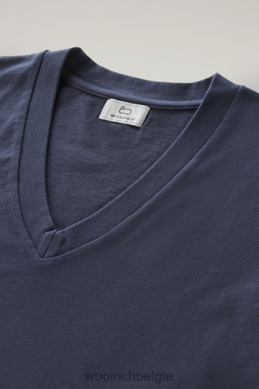 T-shirt aan het meer van puur katoen met pofmouwen Woolrich vrouwen 8TTN0126 Melton blauw kleding