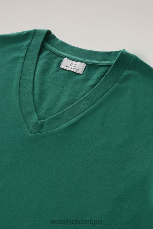 T-shirt aan het meer van puur katoen met pofmouwen Woolrich vrouwen 8TTN0128 groenblijvend kleding