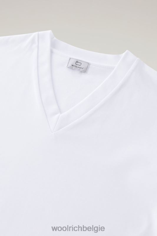 T-shirt aan het meer van puur katoen met pofmouwen Woolrich vrouwen 8TTN080 Helder wit kleding