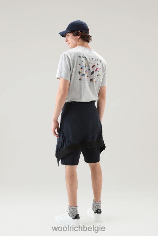 T-shirt aan het meer van puur katoenen jersey met print op de achterkant Woolrich Heren 8TTN0388 lichtgrijs gemêleerd kleding