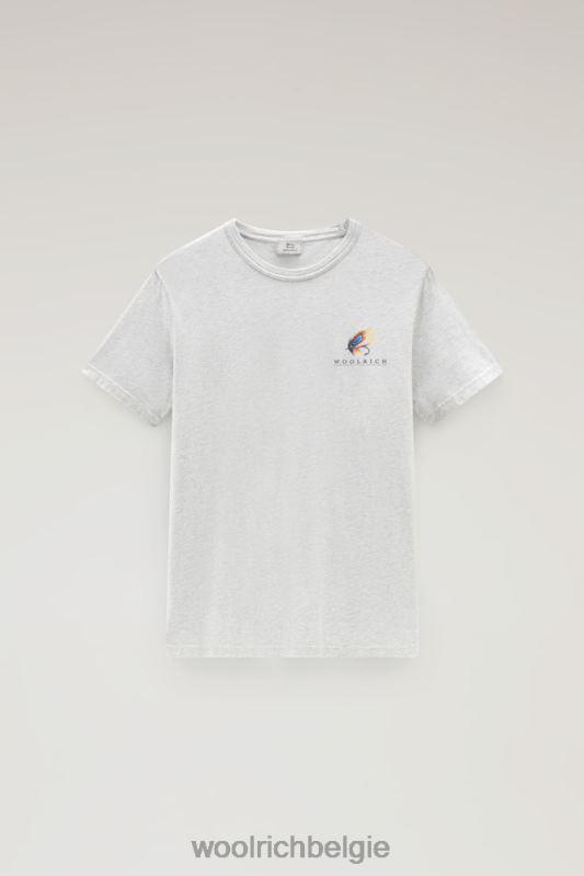 T-shirt aan het meer van puur katoenen jersey met print op de achterkant Woolrich Heren 8TTN0388 lichtgrijs gemêleerd kleding