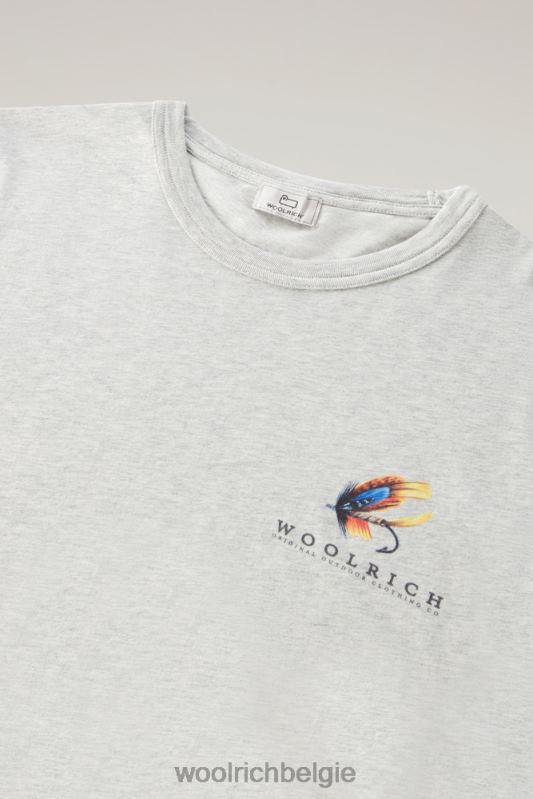T-shirt aan het meer van puur katoenen jersey met print op de achterkant Woolrich Heren 8TTN0388 lichtgrijs gemêleerd kleding