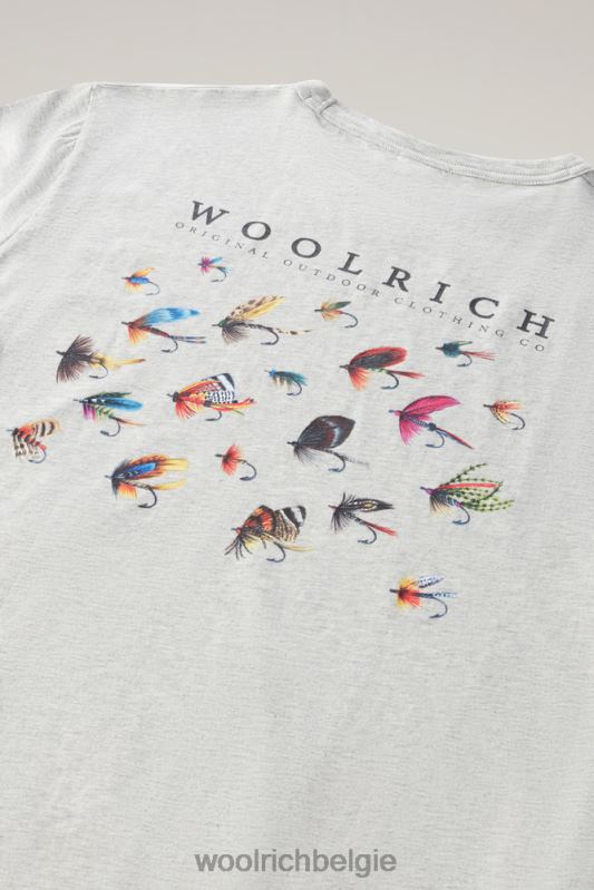 T-shirt aan het meer van puur katoenen jersey met print op de achterkant Woolrich Heren 8TTN0388 lichtgrijs gemêleerd kleding