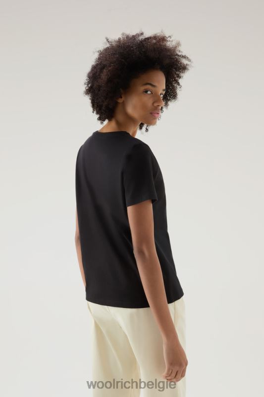 T-shirt met V-hals van puur katoen Woolrich vrouwen 8TTN0187 zwart kleding