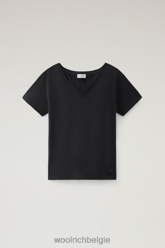 T-shirt met V-hals van puur katoen Woolrich vrouwen 8TTN0187 zwart kleding