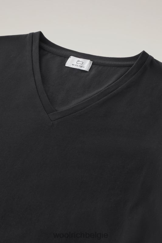 T-shirt met V-hals van puur katoen Woolrich vrouwen 8TTN0187 zwart kleding