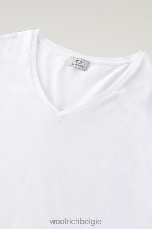 T-shirt met V-hals van puur katoen Woolrich vrouwen 8TTN071 Helder wit kleding
