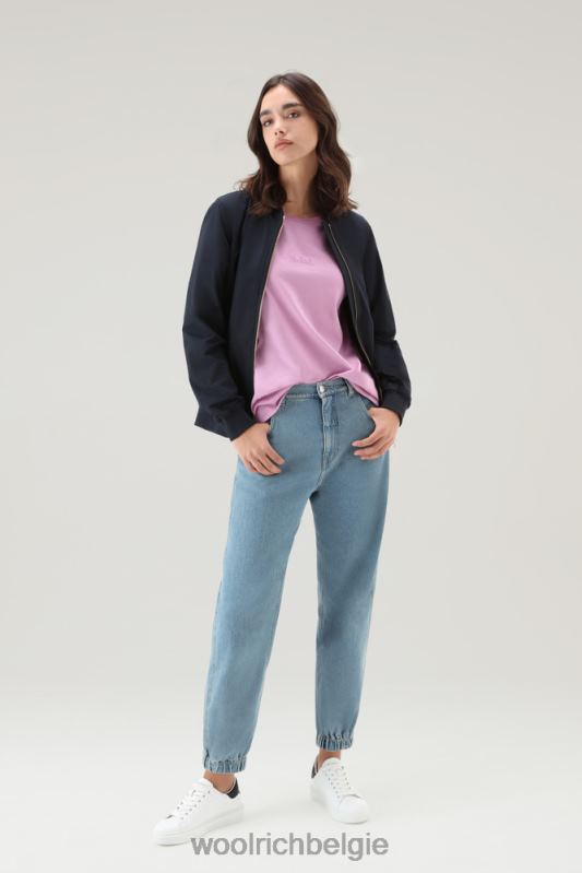 T-shirt met geborduurd logo van puur katoen Woolrich vrouwen 8TTN0108 rokerige roos kleding