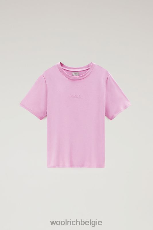 T-shirt met geborduurd logo van puur katoen Woolrich vrouwen 8TTN0108 rokerige roos kleding