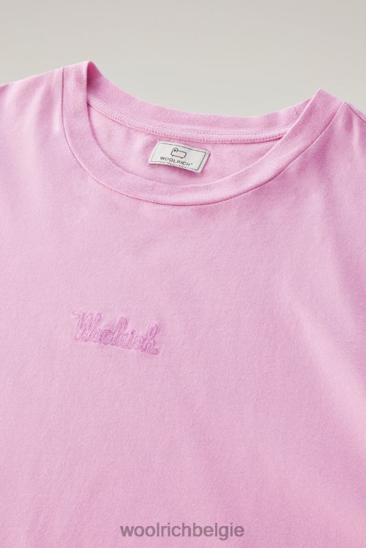 T-shirt met geborduurd logo van puur katoen Woolrich vrouwen 8TTN0108 rokerige roos kleding