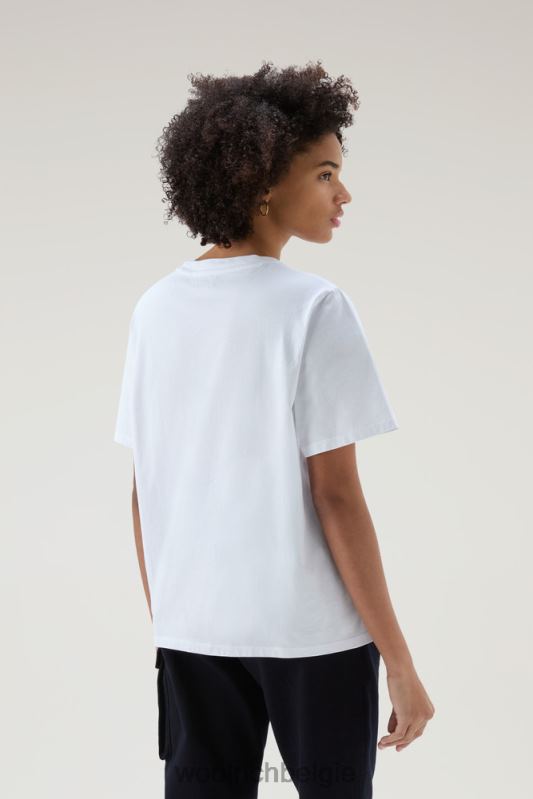 T-shirt met geborduurd logo van puur katoen Woolrich vrouwen 8TTN03 Helder wit kleding