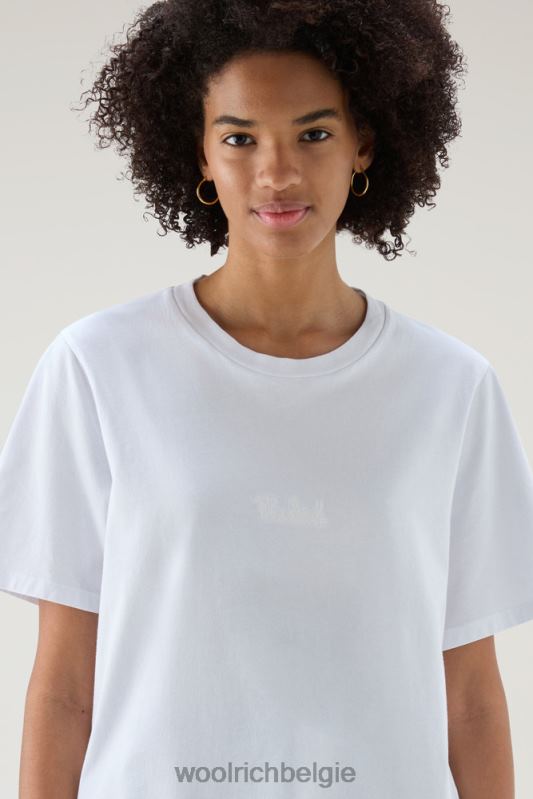 T-shirt met geborduurd logo van puur katoen Woolrich vrouwen 8TTN03 Helder wit kleding