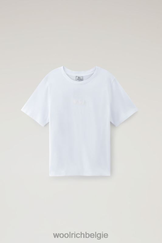 T-shirt met geborduurd logo van puur katoen Woolrich vrouwen 8TTN03 Helder wit kleding