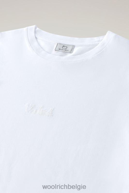 T-shirt met geborduurd logo van puur katoen Woolrich vrouwen 8TTN03 Helder wit kleding