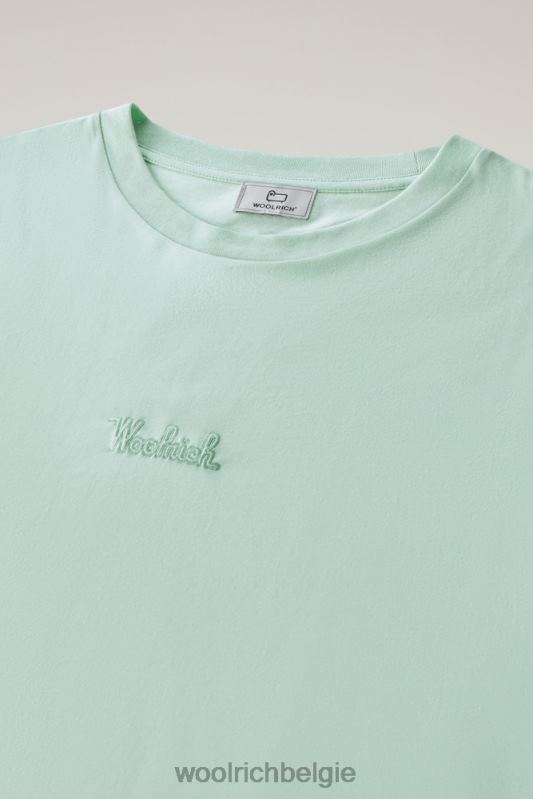 T-shirt met geborduurd logo van puur katoen Woolrich vrouwen 8TTN06 haven groen kleding