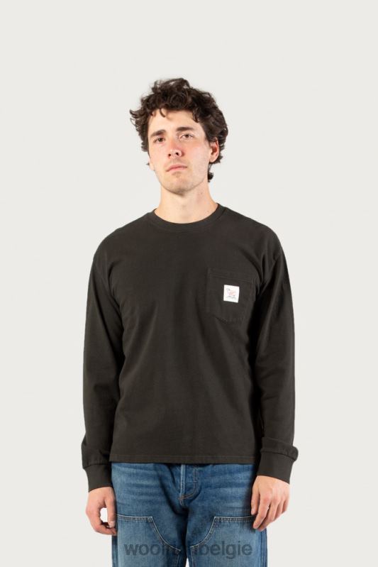 T-shirt met lange mouwen van puur katoen - een dezer dagen Woolrich Heren 8TTN0531 vervaagd zwart kleding
