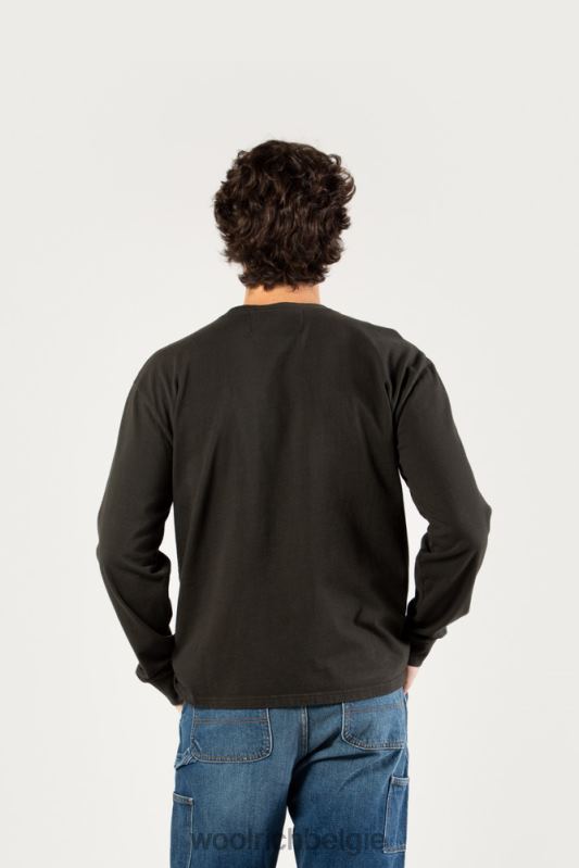 T-shirt met lange mouwen van puur katoen - een dezer dagen Woolrich Heren 8TTN0531 vervaagd zwart kleding