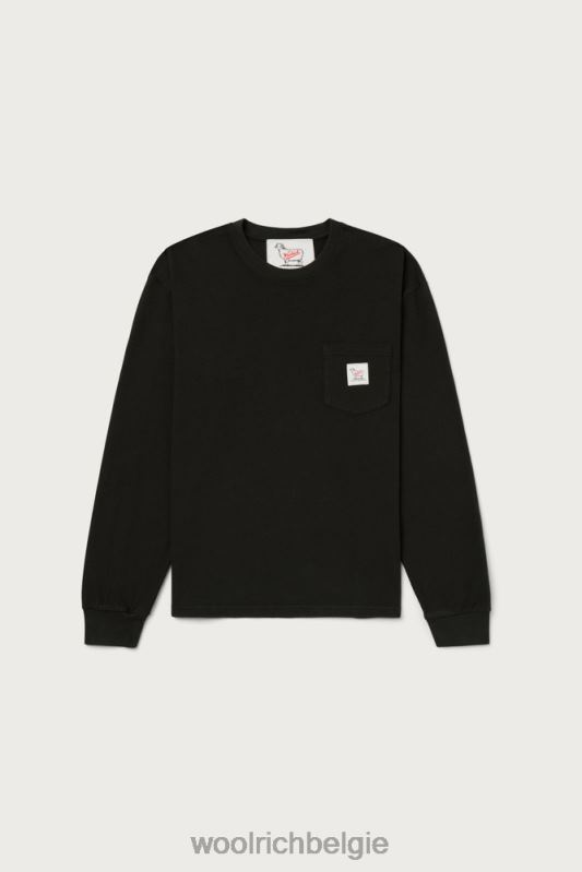 T-shirt met lange mouwen van puur katoen - een dezer dagen Woolrich Heren 8TTN0531 vervaagd zwart kleding