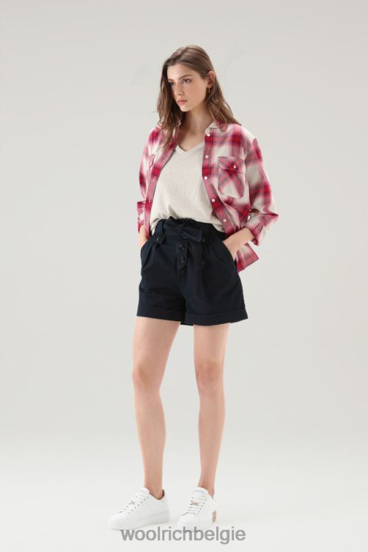 T-shirt van katoen-linnenmix met V-hals Woolrich vrouwen 8TTN096 strandzand kleding