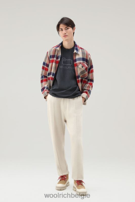 T-shirt van kledinggeverfd puur katoen met schapenlogo Woolrich Heren 8TTN0377 zwart kleding
