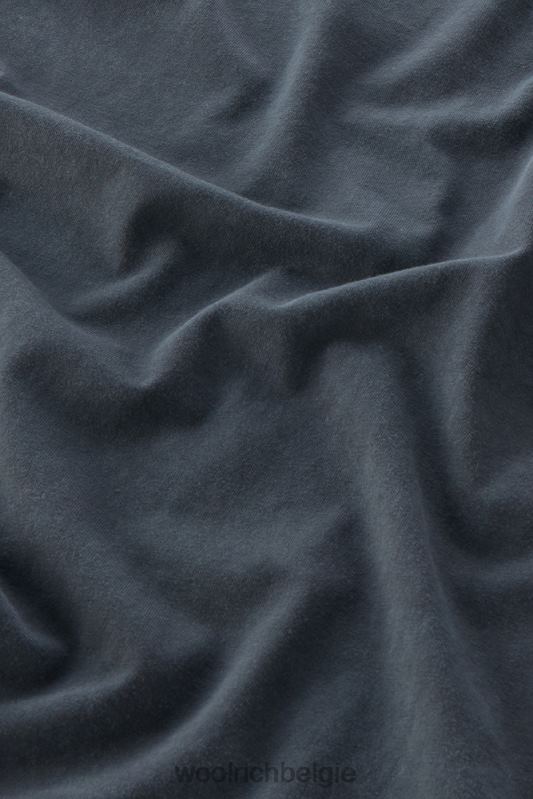 T-shirt van kledinggeverfd puur katoen met schapenlogo Woolrich Heren 8TTN0377 zwart kleding