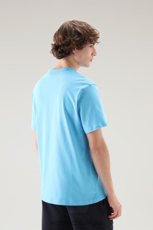 T-shirt van puur biologisch katoen met taslan nylon zak met rits Woolrich Heren 8TTN0410 bonnie blauw kleding