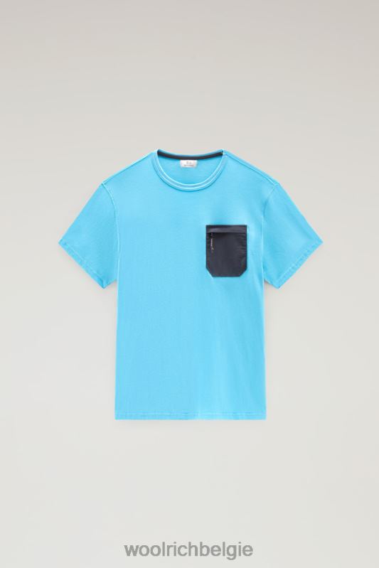 T-shirt van puur biologisch katoen met taslan nylon zak met rits Woolrich Heren 8TTN0410 bonnie blauw kleding