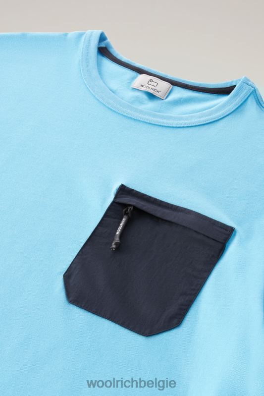 T-shirt van puur biologisch katoen met taslan nylon zak met rits Woolrich Heren 8TTN0410 bonnie blauw kleding